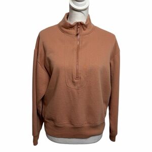 A New Day Target Tan Pink Half Zip Women Pullover Size Medium Soft Sweater